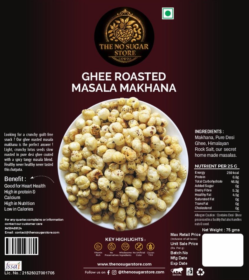 Ghee Roasted masala makhana - The No Sugar StoreThe No Sugar StoreThe No Sugar Store